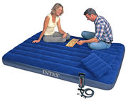 Надувной матрас кровать Интекс/Intex 203х152х22см: насос,  2 подушки в 